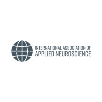 Logo of the International Association of Applied Neuroscience with a globe design.